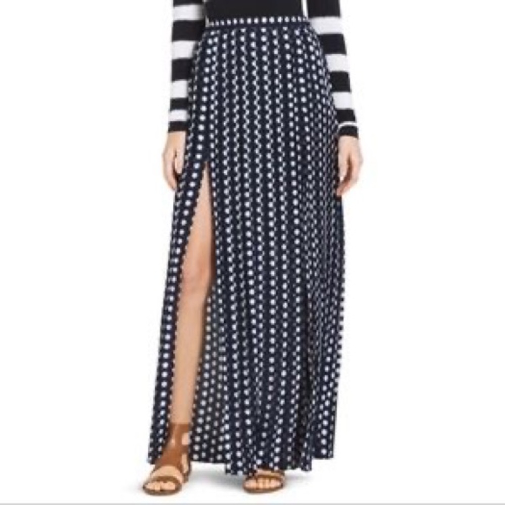 Michael kors navy pleated maxi skirt